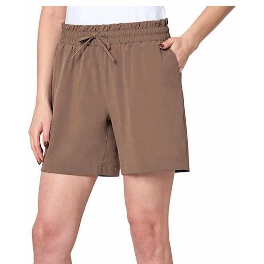 Mondetta Women Large Active Walking Shorts Peppercorn Brown Woven Pockets NWT